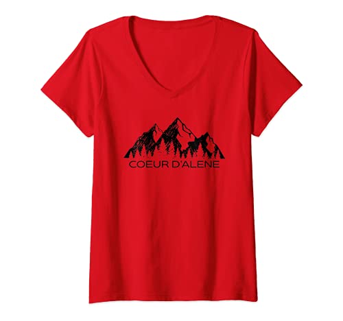 Mujer Regalo de recuerdo de montaña Coeur dAlene Idaho | Coeur D Alene Camiseta Cuello V