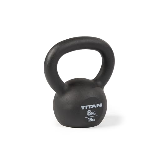 Titan Fitness 8 KG Cast Iron Kettlebell Single Piece Casting KG and LB Markings Full Body Workout