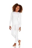 Thermajane Thermal Underwear for Kids Long Johns, Girls Thermal Underwear Set, Base Layer Kids Long Underwear (White, Small)