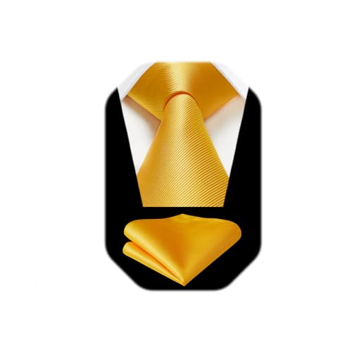 Image of HISDERN Mens Ties Solid Color Ties for Men Formal Necktie with Pocket Square Set Satin Silk Neck Tie Handkerchiefs Set