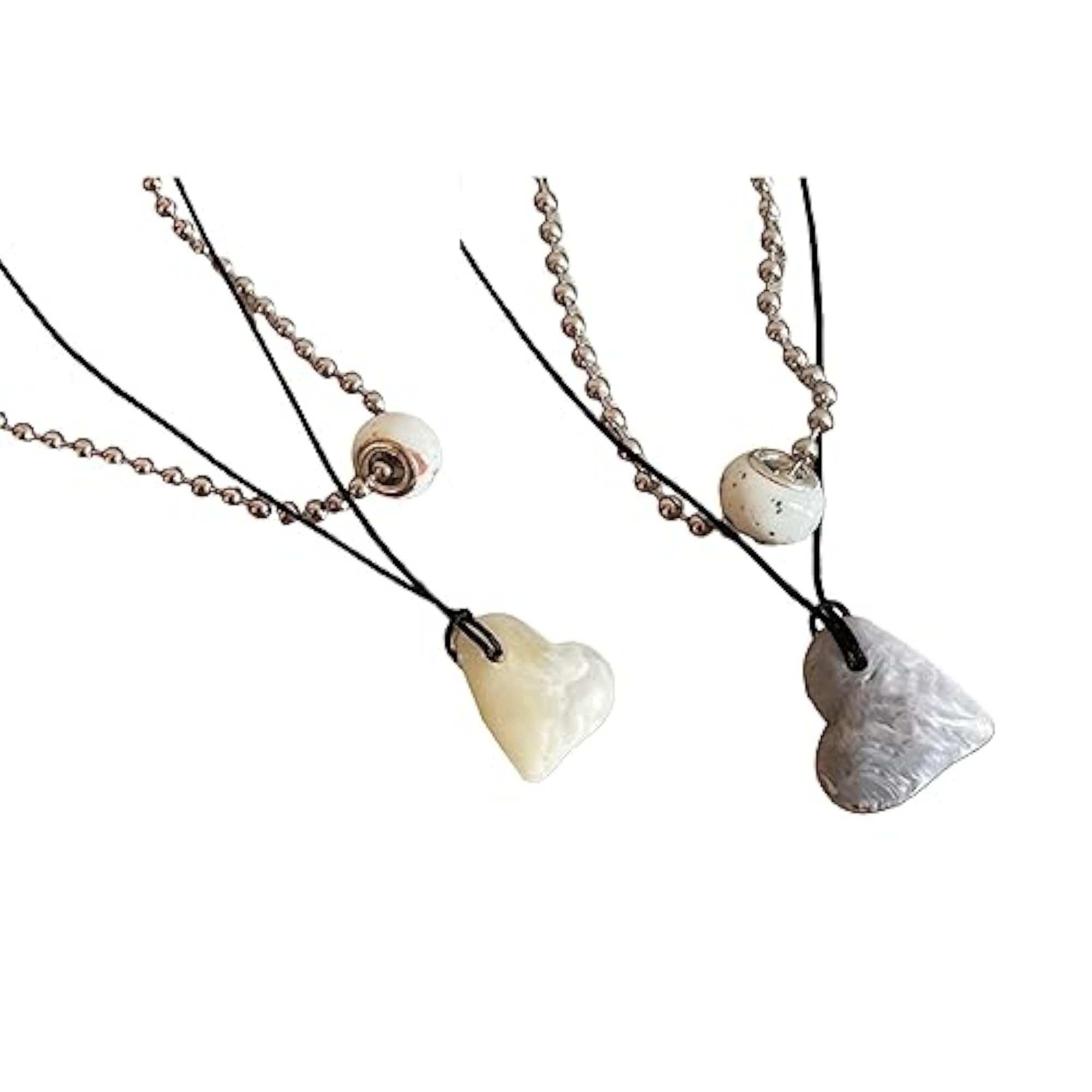 2 Pack Fashionable Heart Pendant Necklace Set for Girls