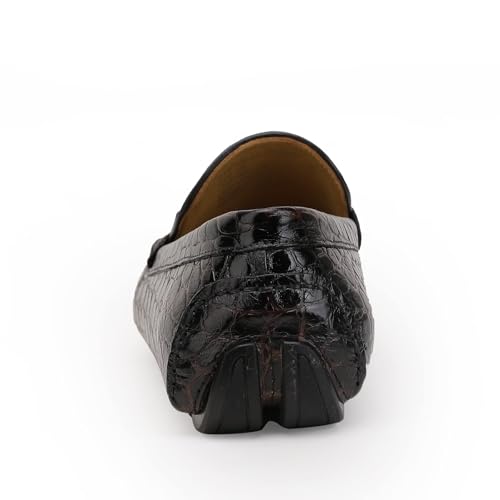 Men's Leather Driving Moccasin, Crocodile Printed Slip on Dress Shoes with Buckle Party Wedding Shoes Slip-on Loafers for Mens3