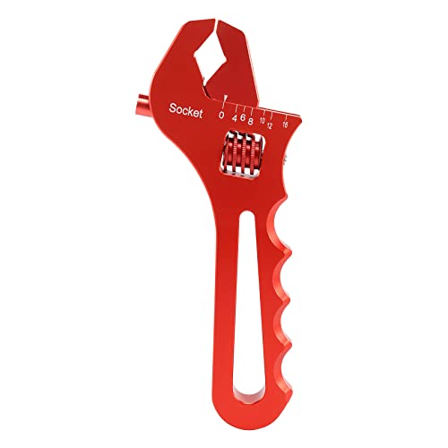 Surluoen Llave Ajustable, Una Llave Inglesa, Llave de Aluminio Herramienta de Montaje de Mangueras Llave de Aluminio An3-An16 - Rojo