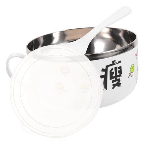 Unomor Insulated Noodle Bowl with Lid Food Bowl Cartoon Pattern Portable and Reusable Lunch Box for Hot Cold Meals