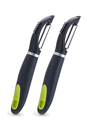 ZOLMER Premium Sparschäler Set mit glatter und gezackter Klinge - Extra Scharfe Gemüseschäler mit ergonomischem Griff - Spülmaschinenfest Cover