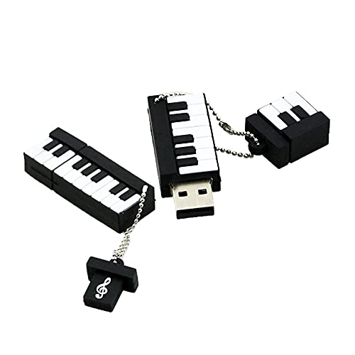 Piano Forme 16GB USB 2.0 Lecteur Flash Avec Chaîne - Disque Mémoire Stylo Drive (Noir)