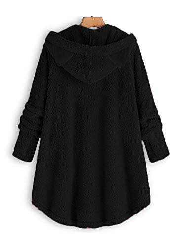 FLITAY Womens' Lovely Button Coat Fluffy Tail Tops Hooded Pullover Loose Sweater2