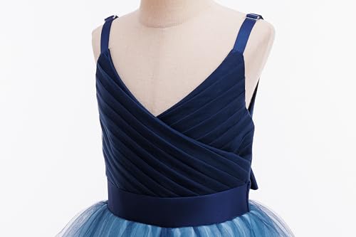 Image of Glamulice Flower Girls Spaghetti Strap Tulle Dress Long A Line Wedding Pageant Dresses Princess Birthday Party Ball Gown