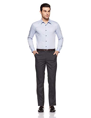 Image of Peter England Men's Slim Fit Formal Trousers (PTF1021701830 Darkgrey solid 44W x 33L)