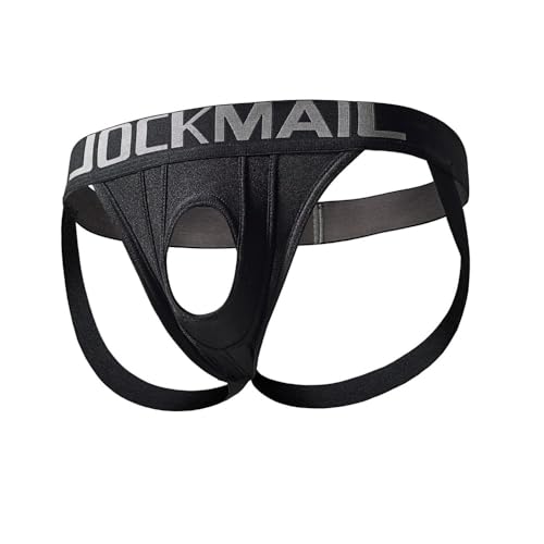 JOCKMAIL Herren Jockstrap Tangas Sexy Unterwäsche Athletic Supporter Herren Atmungsaktiv G-String (DE/NL/SE/PL Alphanumerisch L Regular Regular Schwarz)
