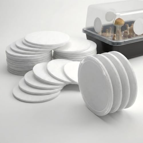 30 Pack Monotub Adhesive Filter Disks – 2.9” Synthetic Filter Patches, 2mm Thick Peel & Stick Air Filter Pads for Mushroom Growing Supplies, Fits DIY & Standard Monotubs (Up to 2.5” Holes)