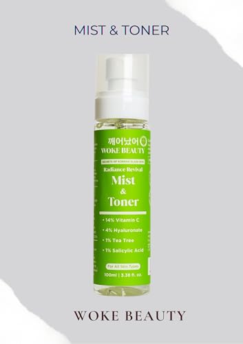 Image of Woke Face Mist & Toner | For Clear, Korean Glass, Glowing & Hydrated Skin | Alcohol-Free | Balances pH, Minimizes Pores, Preps Skin for Glow | Women & Men | 100 ml