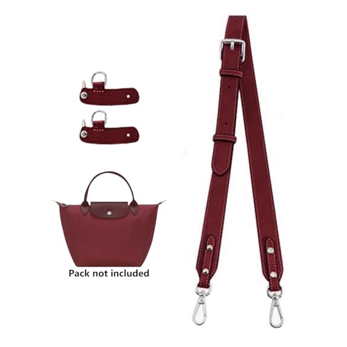Image of Bag Leather Strap Replacement Crossbody Adjustable Shoulder Straps for Small Medium Large Pouch, No Damage Conversion Kits Accessories(Small Medium Large -Pomegranate Red-Silver)