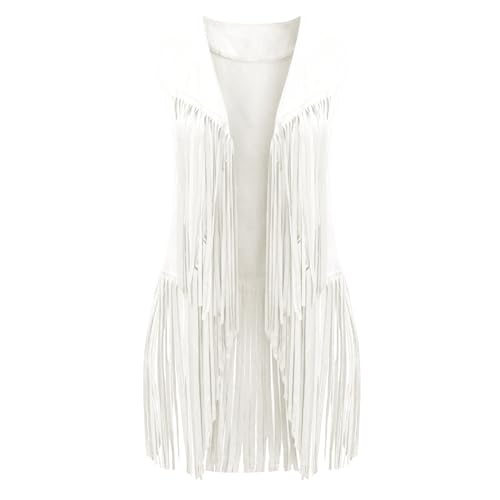 Chaleco sin mangas mujer estilo 70s con flecos y borlas para look boho chic 3