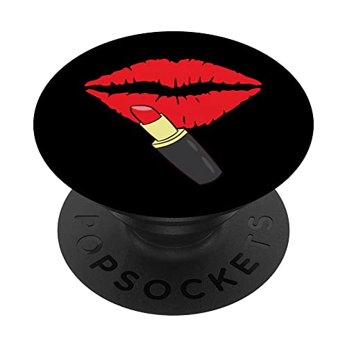 Lápiz labial - Beso rojo con lápiz labial PopSockets PopGrip Intercambiable