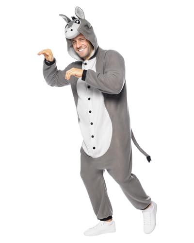 Funidelia Déguisement d’âne onesie pour adultes, Animaux - Tenue pour adultes pour fêtes, Carnaval et Halloween - Taille L-XL