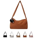 NTRUEML Chroma Plush Clutch Bag Wool Roll Handbag Small Square Bag Totes Cute Women Shoulder Bag (Brown)