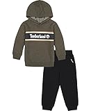 Timberland Baby Boys' 2 Pieces Hooded Pullover Pants Set, Brown/Black, 3-6 Months