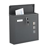 Modern: Briefkasten aus Eisen mit Sichtfenstern - Optik in Anthrazit (RAL 7016) passt zu jedem Haus