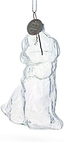 Adorable Dog with Festive Bow Clear Blown Glass Christmas Ornament - Image 4