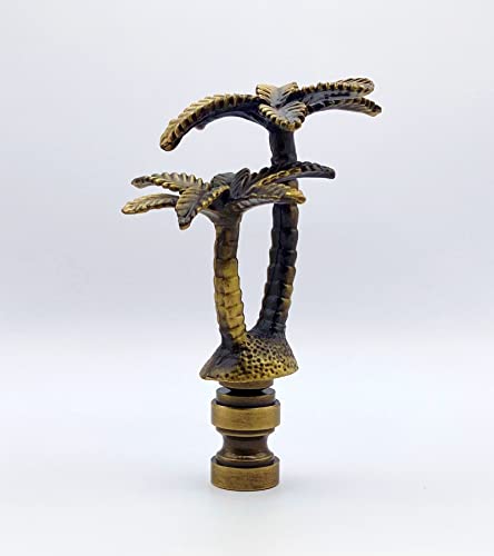 Image of Lamp Finial-Coconut Palm Tree-Antique Brass Finish, Highly Detailed Metal Casting