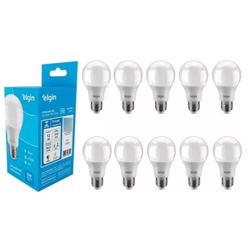 Kit 10 Lâmpadas Led 12w Bulbo Bivolt Branca Fria 6500k Elgin