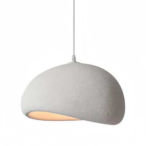 Image of Modern Dome Pendant Light, White Semi-Sphere White Resin Hanging Lamp, Home Deco Living Room Ceiling Light Fixture, 40cm (Narrow-Dome)