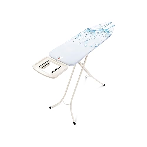 Image of Brabantia Comfort Ironing Board with Solid Steam Iron Rest | Medium (Size B) | Fairtrade Cotton Flower Cover | Adjustable Height (27-38 inch), Easy Fold, Anti-Collapse Lock, Non-Slip Feet