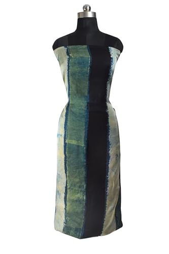 Image of Ethnics of Kutch Women's Ajrakh Modal Silk Natural Dye Hand Block Print Unstitched Kurta Fabric (For Lenght - Refer Bullet Point Below)