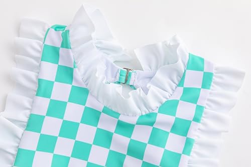 Image of LIZENS Girls One Piece Swimsuit Stylish Ruffled Plaid Swimwear for Kids