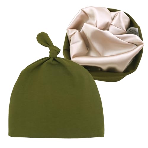 Image of Silky Satin Lined Newborn Hat Hair Care Knot Beanie Hats for Infant Baby Boys Girls Caps 0-6 Months