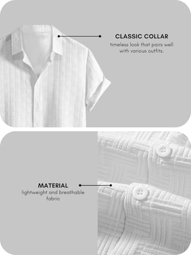 Image of Leriya Fashion Men's Formal Button Down Shirt - Slim Fit Office Wear Shirt for Men | Textured Short Sleeve Polycotton | Business & Meeting Ready (Available in Plus Size)