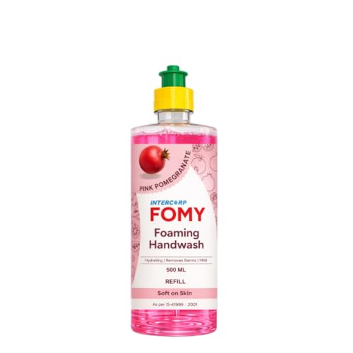 Image of INTERCORP FOMY Hydrating Foam Hand Wash Refill 500ml (Pink Pomegranate - Pack of 1) | Soft & Refreshing Handwash Refill Foam | Gentle on Skin | 99% Germs Protection