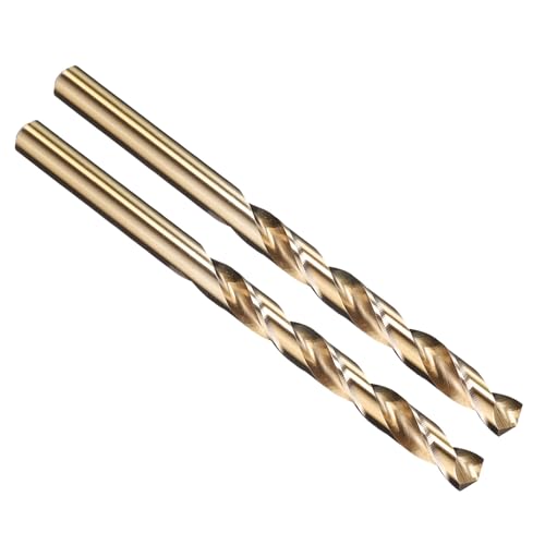 PATIKIL 9/32 Drill Bit Jobber Straight Shank M2 High-Speed Steel 135 Gold Finish for Stainless Steel Hard Metal - 2 Pack