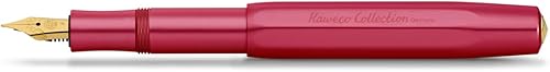 Kaweco COLLECTION - Pluma estilográfica Ruby I Premium con punta de acero para cartuchos de tinta, pluma estilográfica deportiva de 5.1in I Nib F