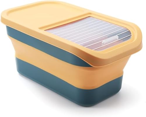 Ladfrol 米びつ 保存容器 ライスボックス 貯蔵容器 ライスストッカー 食品貯蔵タンク お米ケース 米櫃 密閉 虫除け 無洗米 防湿 大容量 穀無洗米 清潔便利 物の鮮度保持 洗える こめびつ 小麦粉 コーヒー豆 中身が見える キッチン用品 (イエロ