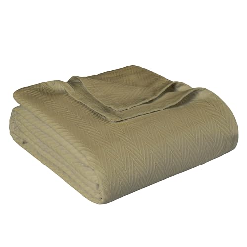 Superior Metro 100% Cotton Blanket, Perfect for Bedroom, Living Room, Couch, Picnics, Travel, Beach, or Camping, Comfy Blanket, Bedroom Decor, Essentials, Zig-Zag Cover for Bed, King, Sage