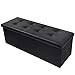 Camabel Baúl Puff Taburete para almacenaje 110 x 38 x 38 cm Almacenamiento Banco Carga máxima 300 kg Almacenamiento Otomano Plegable de Cuero Negro