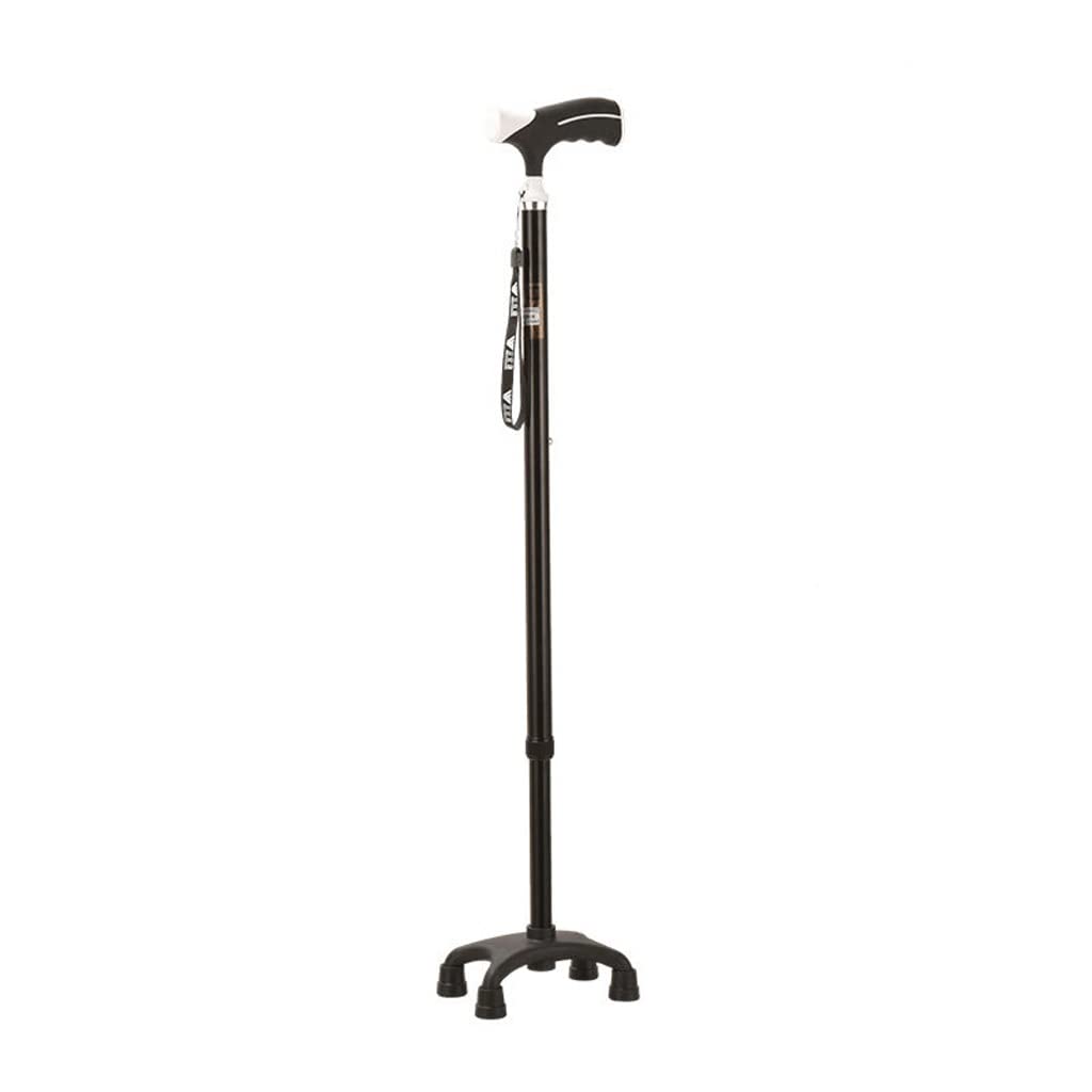 GCX- Muletas for Ancianos, bastón de Cuatro Patas, muletas telescópicas, muletas de aleación de Aluminio, muletas Antideslizantes for Ancianos, andadores Ajustables Firma (Color : Nero)
