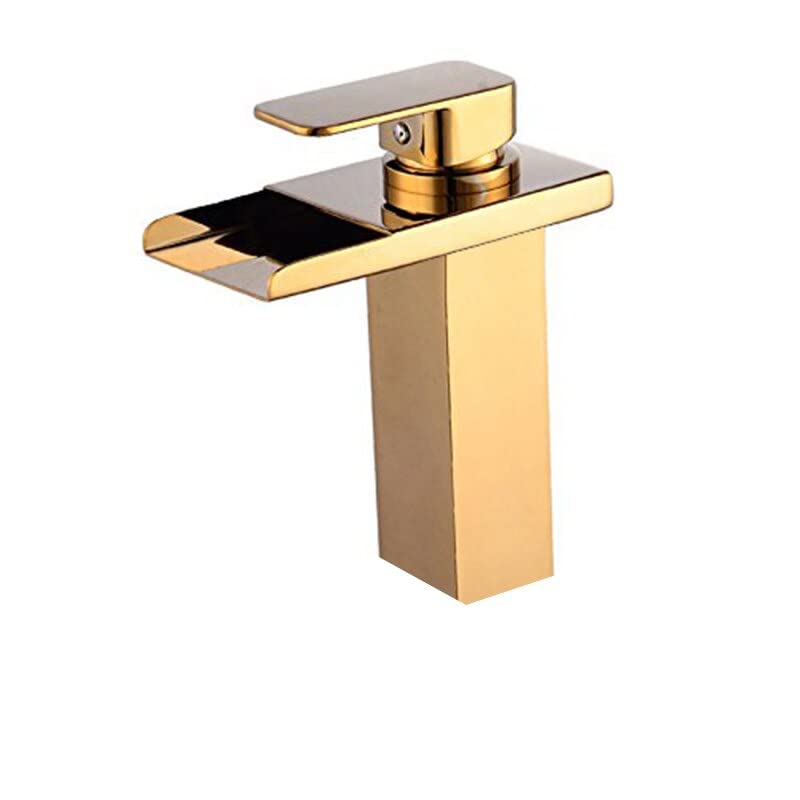 GXRQLHYZ Grifo de Lavabo Cascada Cromado Mezclador baño latón Fregadero frío y Caliente