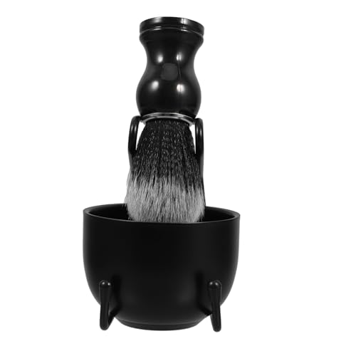 FRCOLOR 1 Juego De Juego Portaescobillas Kit de para Hombres Set de Cuidado de Barba Jabonera de tazón de Afeitar para Hombres tazón y Cepillo de Afeitar Nylon Black