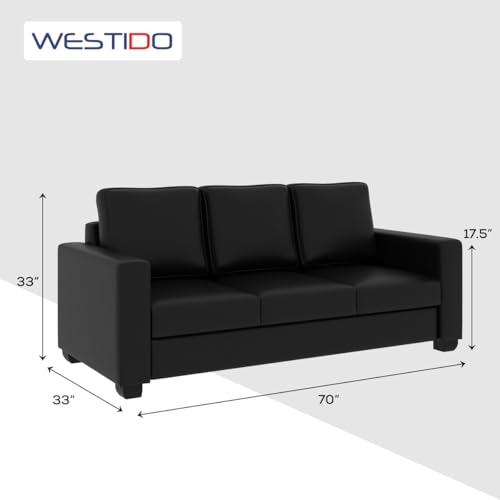 Image of WESTIDO Homes Leatherette 3 Seater Sofa (Finish Color - Matte Black, (DIY-Do-It-Yourself) Medium | 10098