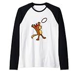 Lustiger Rugby Spieler Hund Fängt Rugby Ball Kostüm Raglan