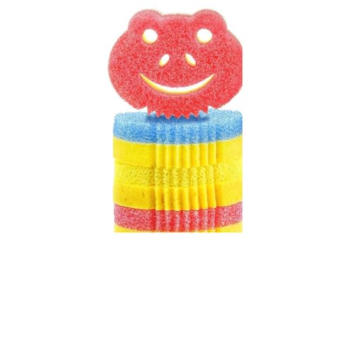 Image of Scrub Sponge, Dual-Sided Temperature Controlled Kitchen Sponge for Dishes,Bathroom,Dish,Furniture,Cute Frog Scrub Sponges Household Cleaning Pads Multi-Functional Cleaning Sponge
