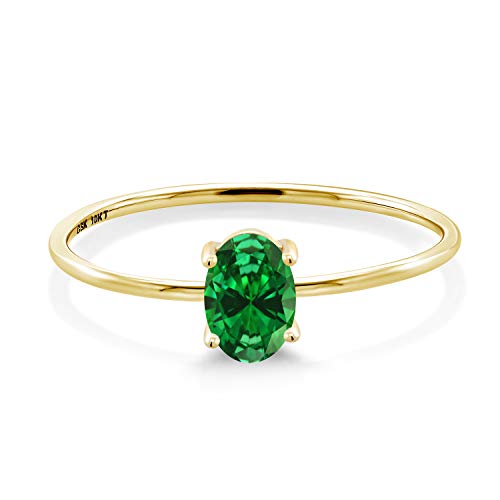 Gem Stone King 10K Yellow Gold 6X4MM Oval Gemstone Birthstone Engagement Ring | Solitaire Wedding Engagement Anniversary Promise Gold Ring For Women3