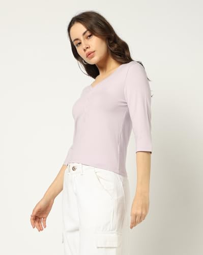 Image of Gap Women Solid Slim Fit Short Sleeves V-Neck Blouse