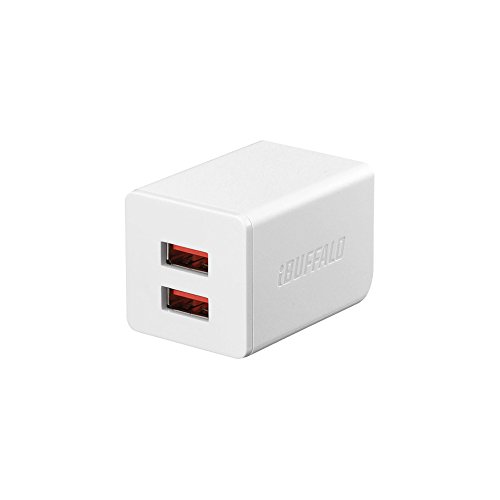 BUFFALO USB充電器 2.4A急速 USB×2 オートパワーセレクト搭載 ホワイト BSMPA2402P2WH (対応機種)iPhone7,iPhone7Plus,Nintendo classic mini