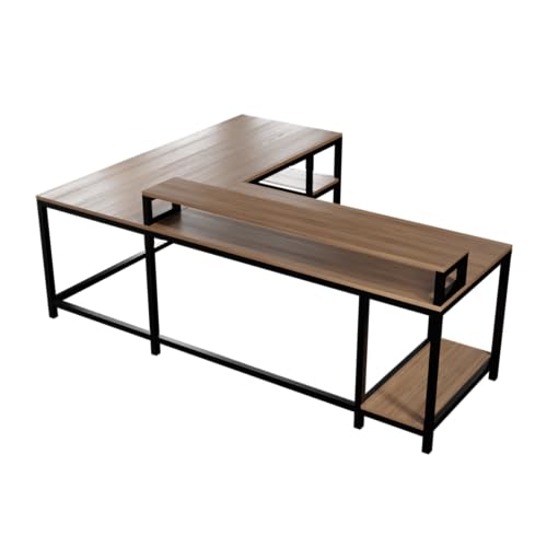 Image of Riyan Luxiwood Archice Study Table, L - Shape Office, Living Room, Gaming Table, Work from Home, Computer and Laptop Tables (Color - Beige, Size - Large)