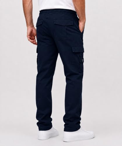 Image of DEELMO Cargo Pant for Men | Cotton Cargo's Pant | Men's Cotton Cargo Trousers | Elastic Drawstring Waist Straight Fit | Comfortable Breathable Cargos for Casual to (Available in Pluse Size)