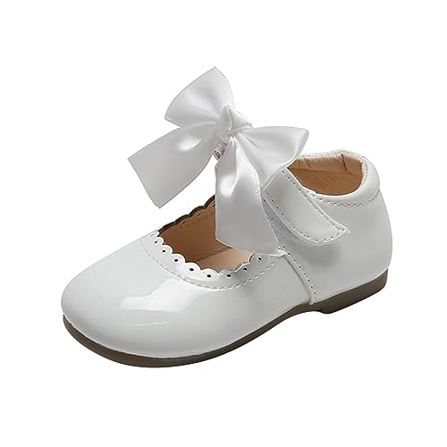 Flower Girl Dress Shoes Soft Princess Mary Jane Ballet Flats with Bow Hook Loop for Toddler Wedding Party Dance Shoes